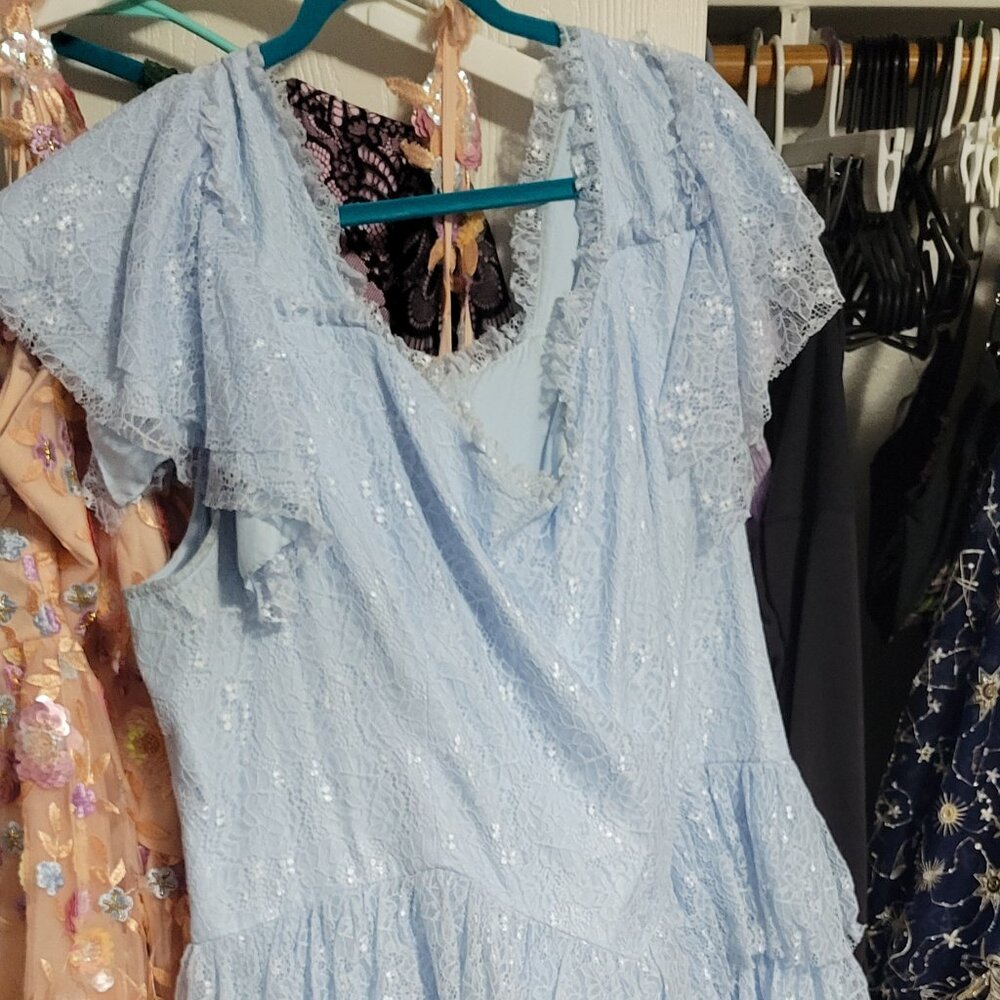 JessaKae Light Blue Lace Midi Dress